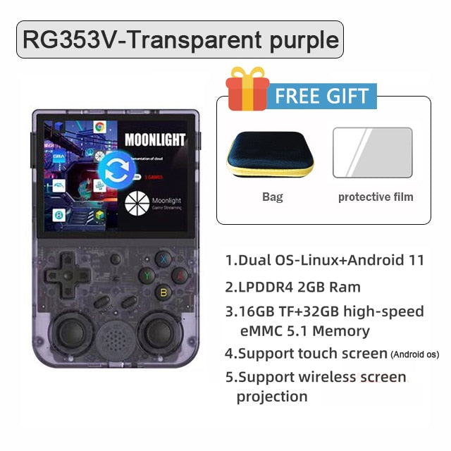 HOT ANBERNIC RG353V RG353VS Android 11 Linux OS HD Simulator 3.5 INCH 640*480 Handheld Game Player  512G 100000 Game