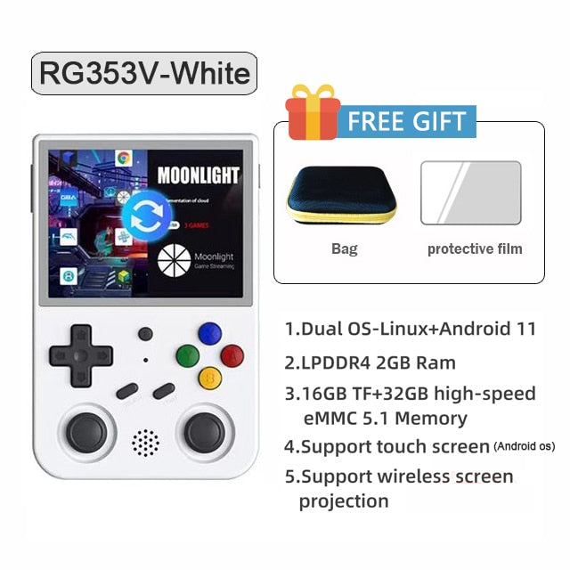 HOT ANBERNIC RG353V RG353VS Android 11 Linux OS HD Simulator 3.5 INCH 640*480 Handheld Game Player  512G 100000 Game
