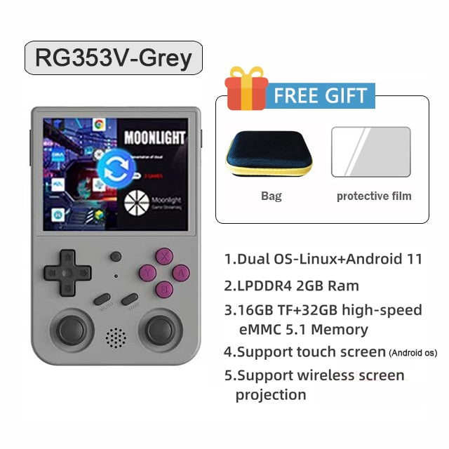HOT ANBERNIC RG353V RG353VS Android 11 Linux OS HD Simulator 3.5 INCH 640*480 Handheld Game Player  512G 100000 Game